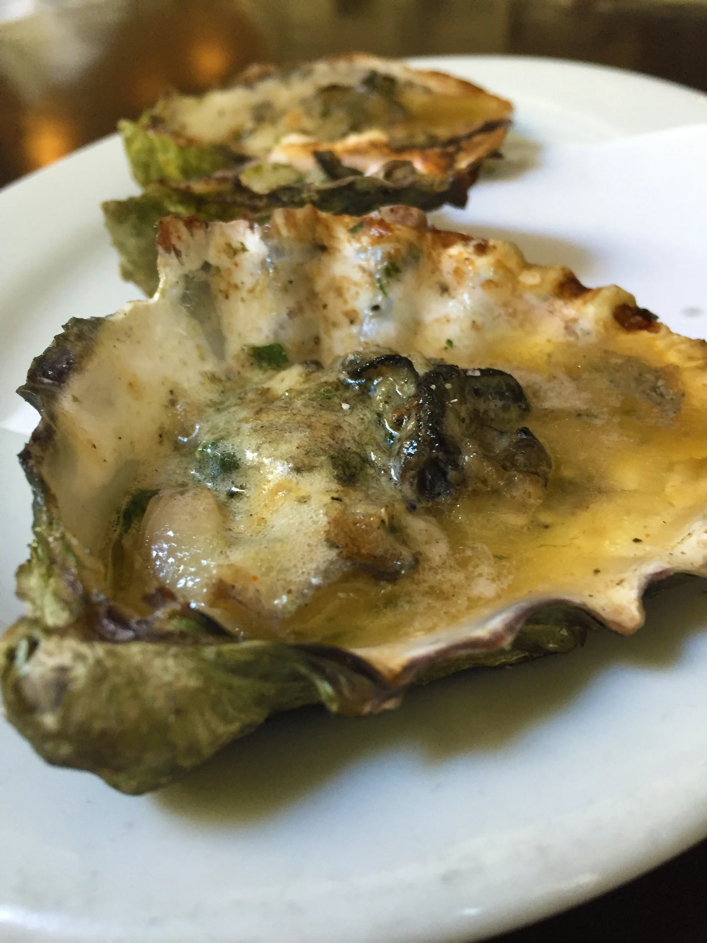 Grilled Oysters with garlic and parmesan butter.