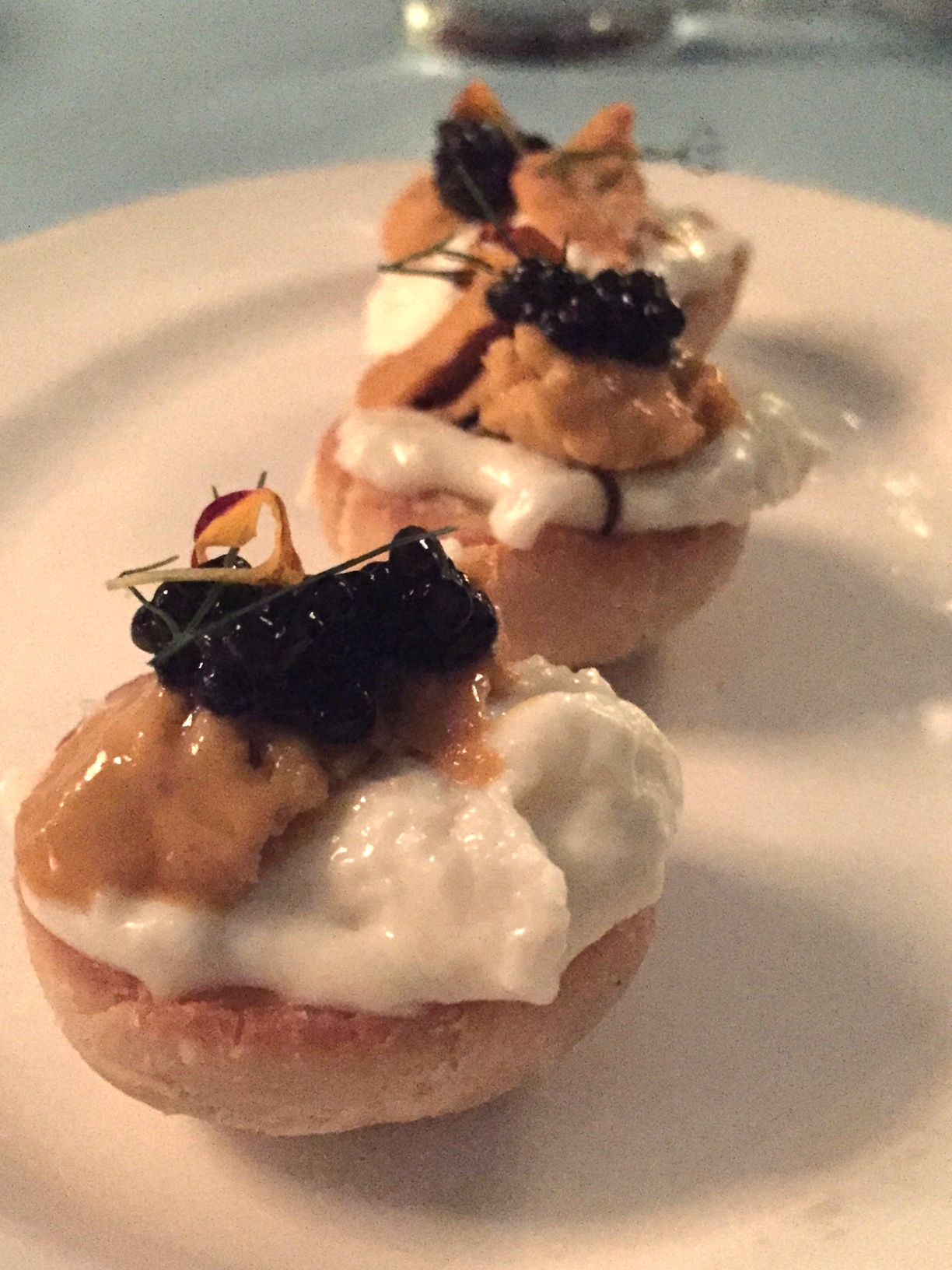 english muffins, uni, burrata & caviar