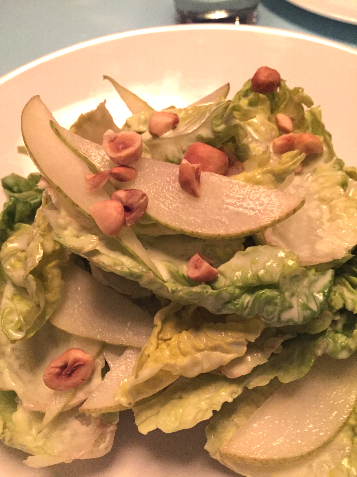 little gem salad with pear, tarragon & hazelnut