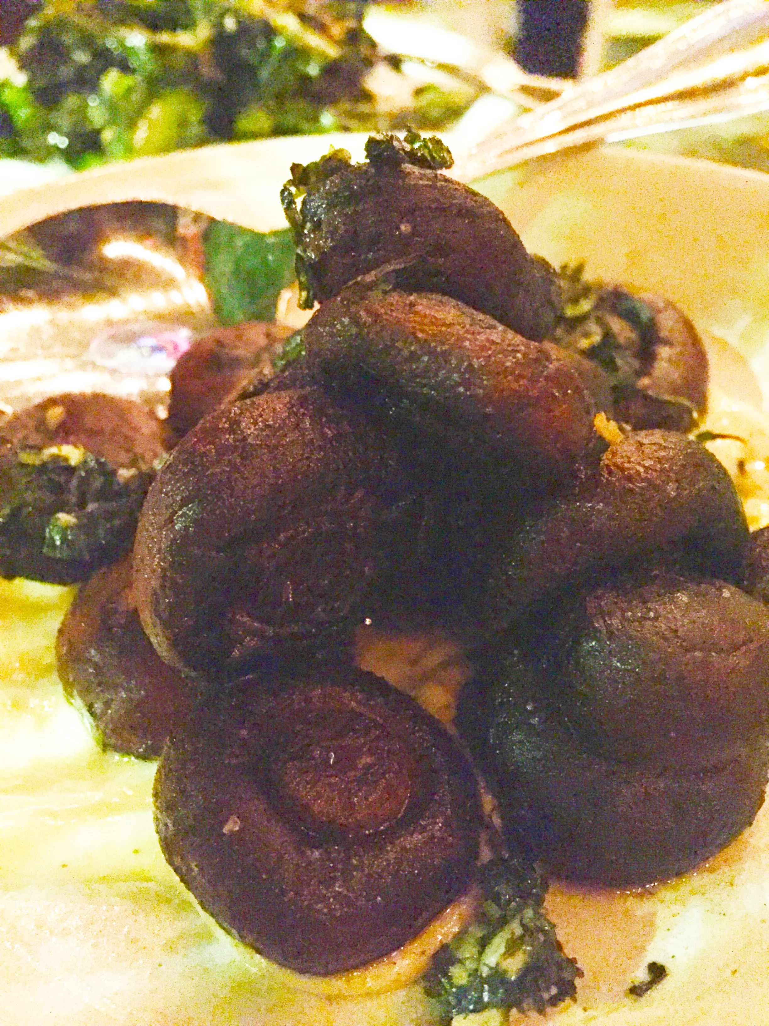 Roasted brown cap mushrooms, charred herb salsa, mushroom aioli.