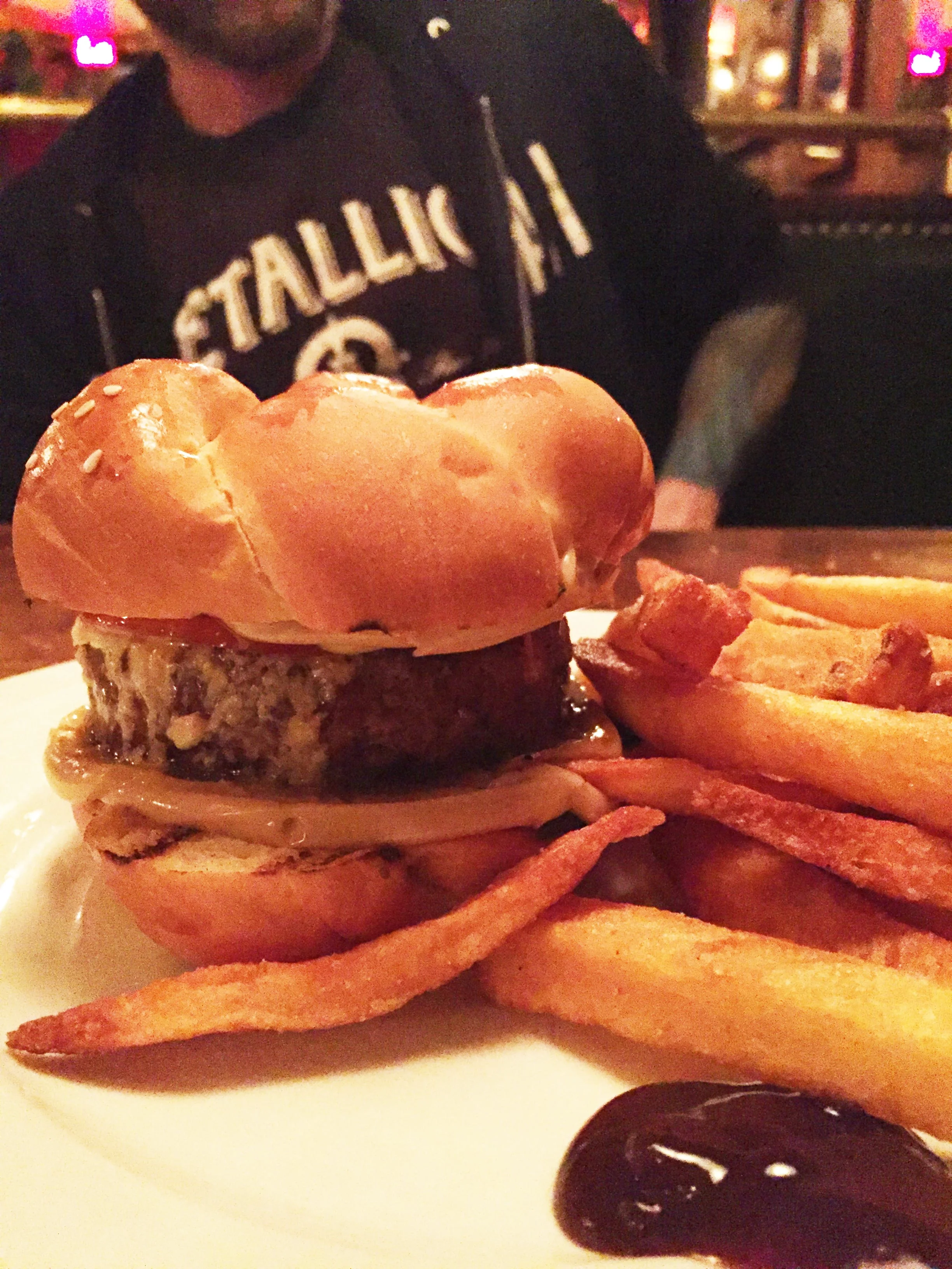 Char-Grilled Beef Burger with English Barber’s Cheddar, Tomato and Worcestershire Aioli.