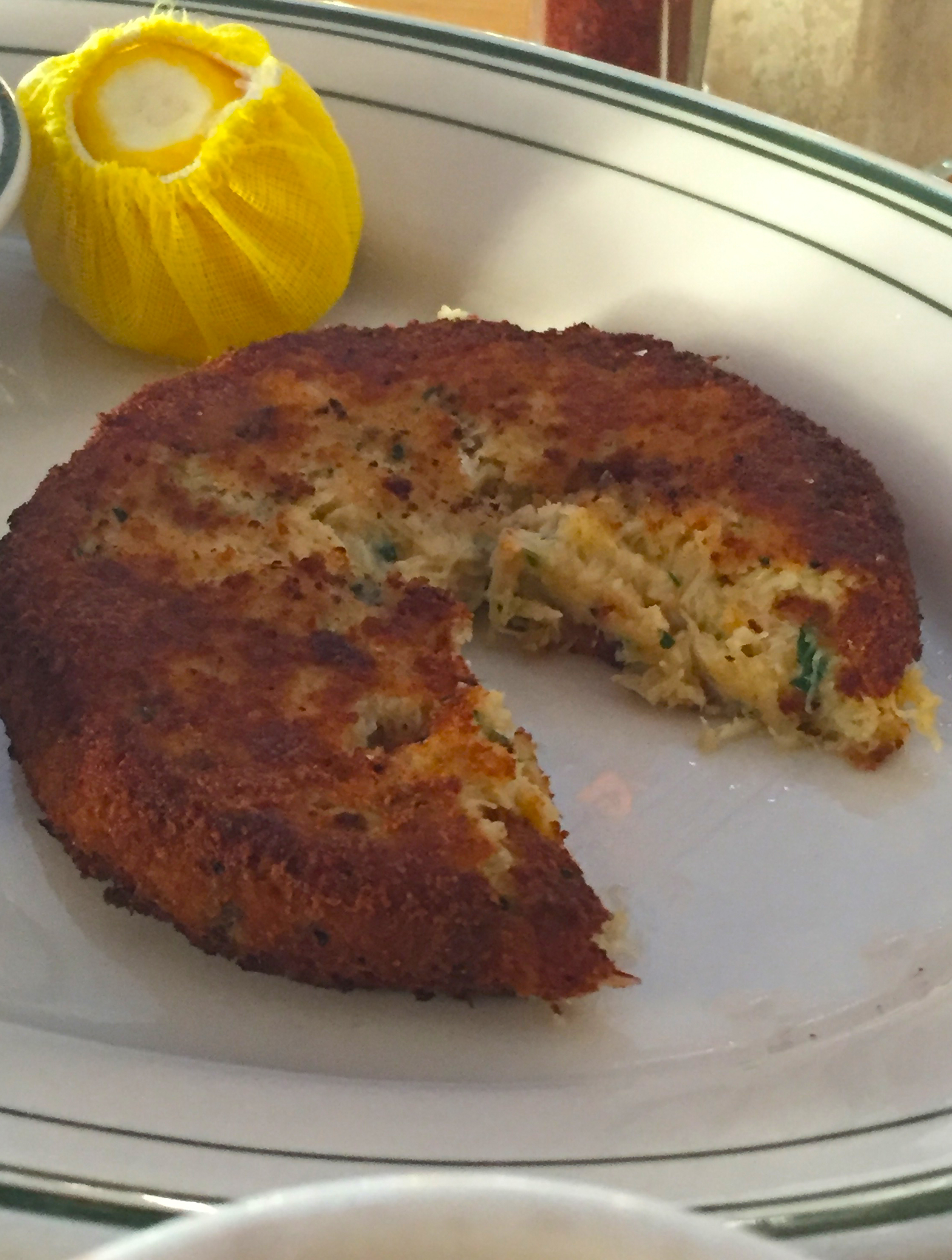 Nancy’s Peeky Toe Crab Cake with cole slaw and tartar sauce
