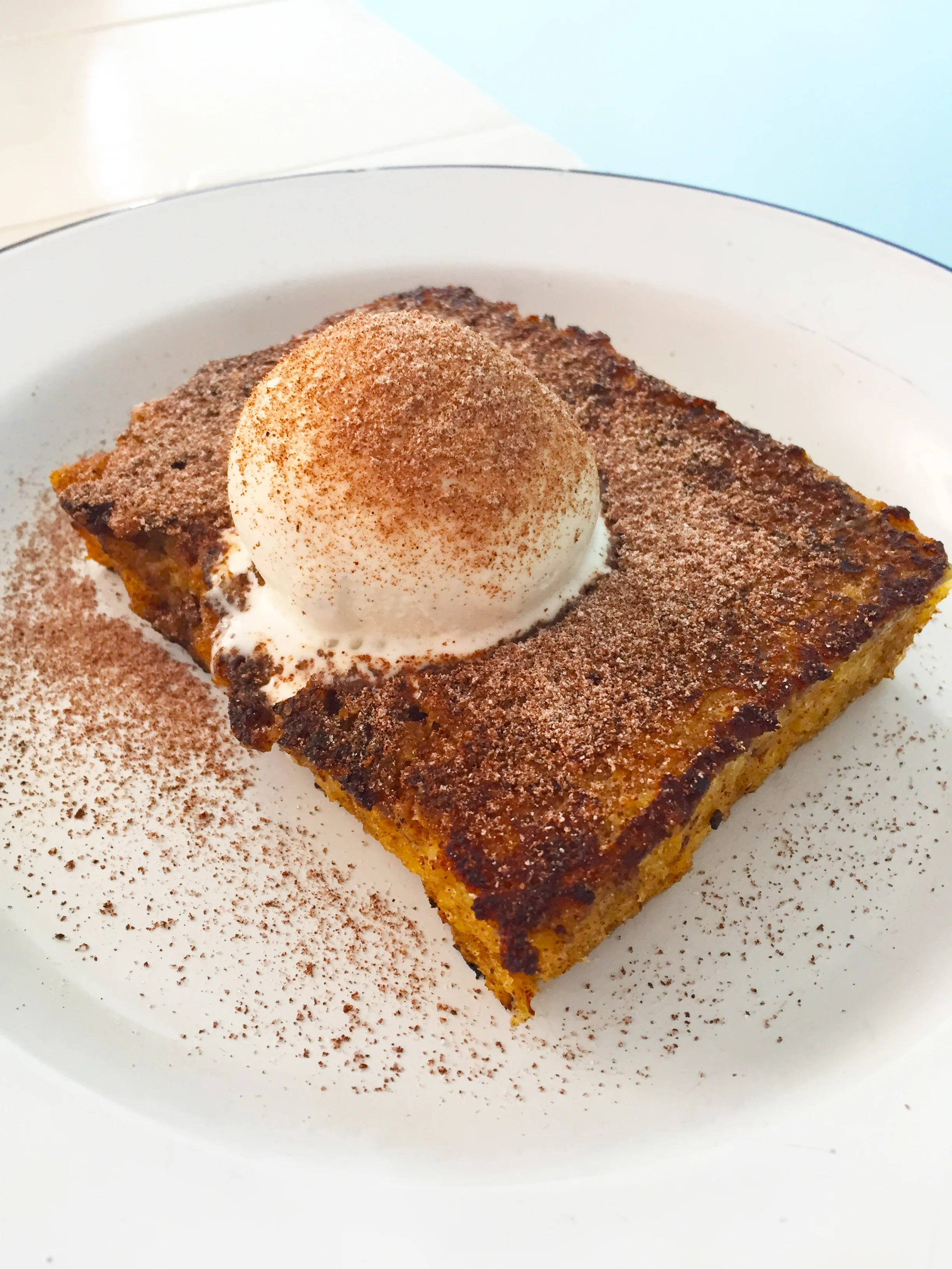 Churro french toast with Salt & Straw vanilla ice cream, and Mexican chocolate.