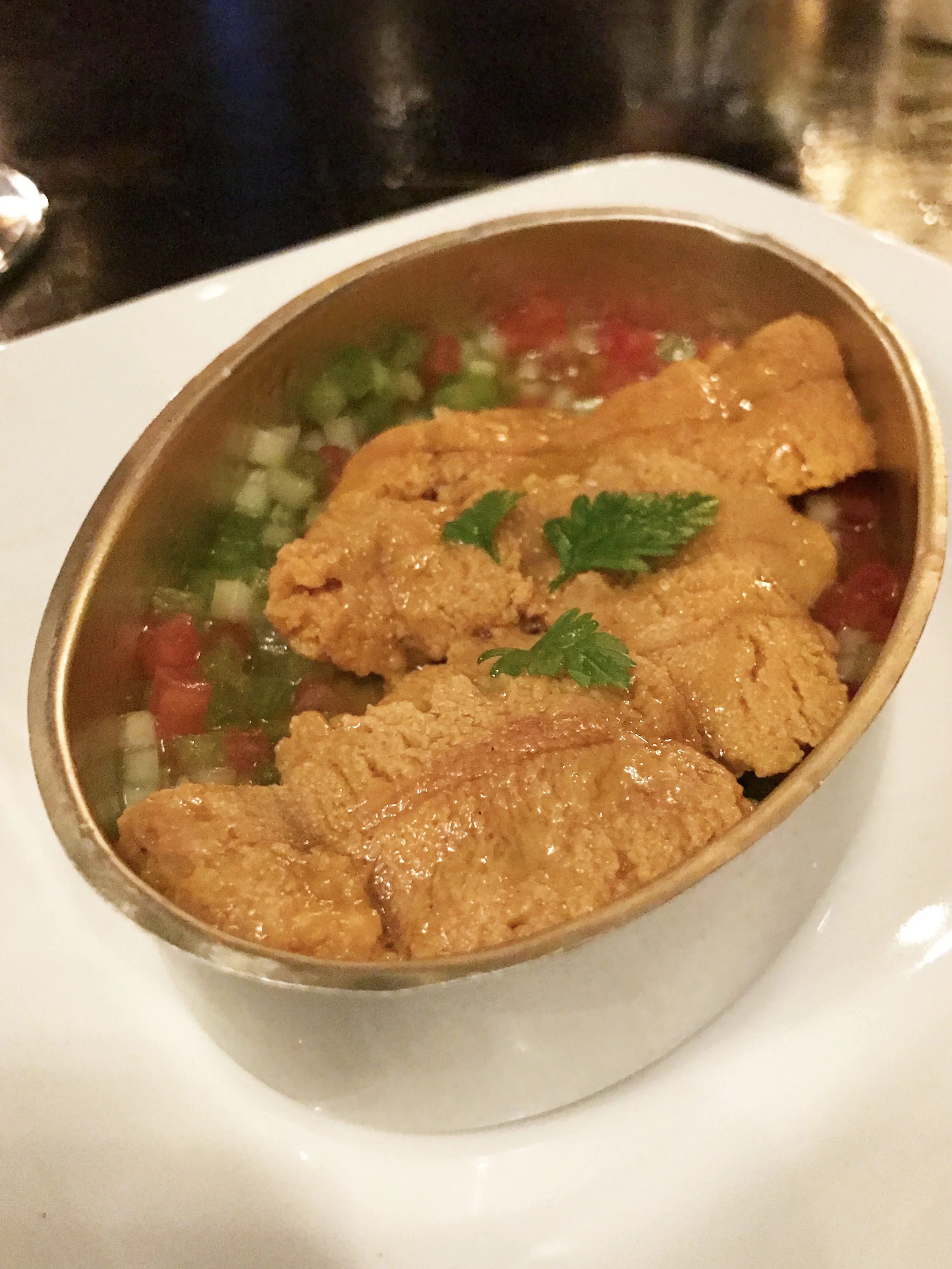 Sea Urchin with pipirrana, and sherry dressing