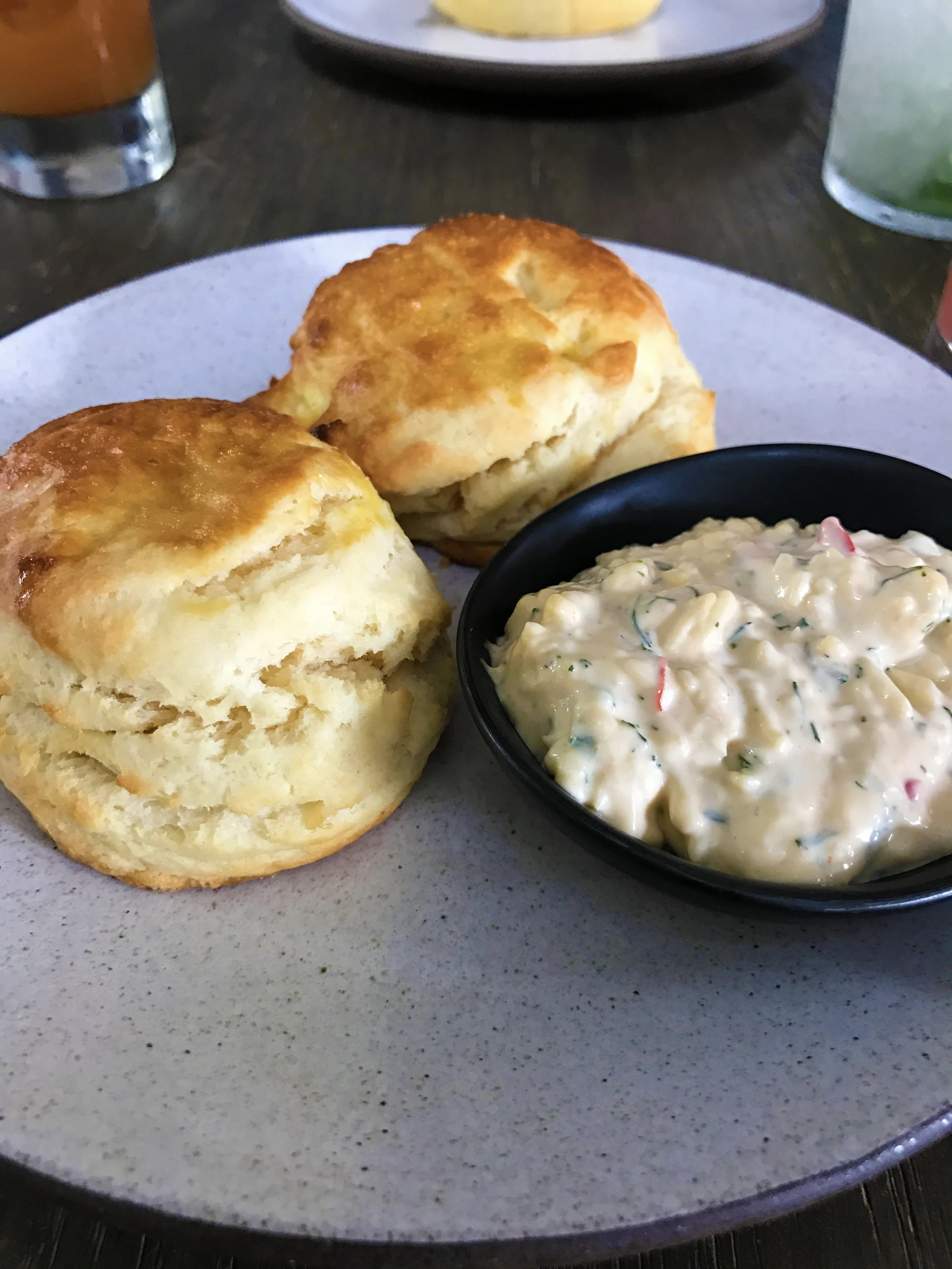 Buttermilk biscuits with house pimento cheese