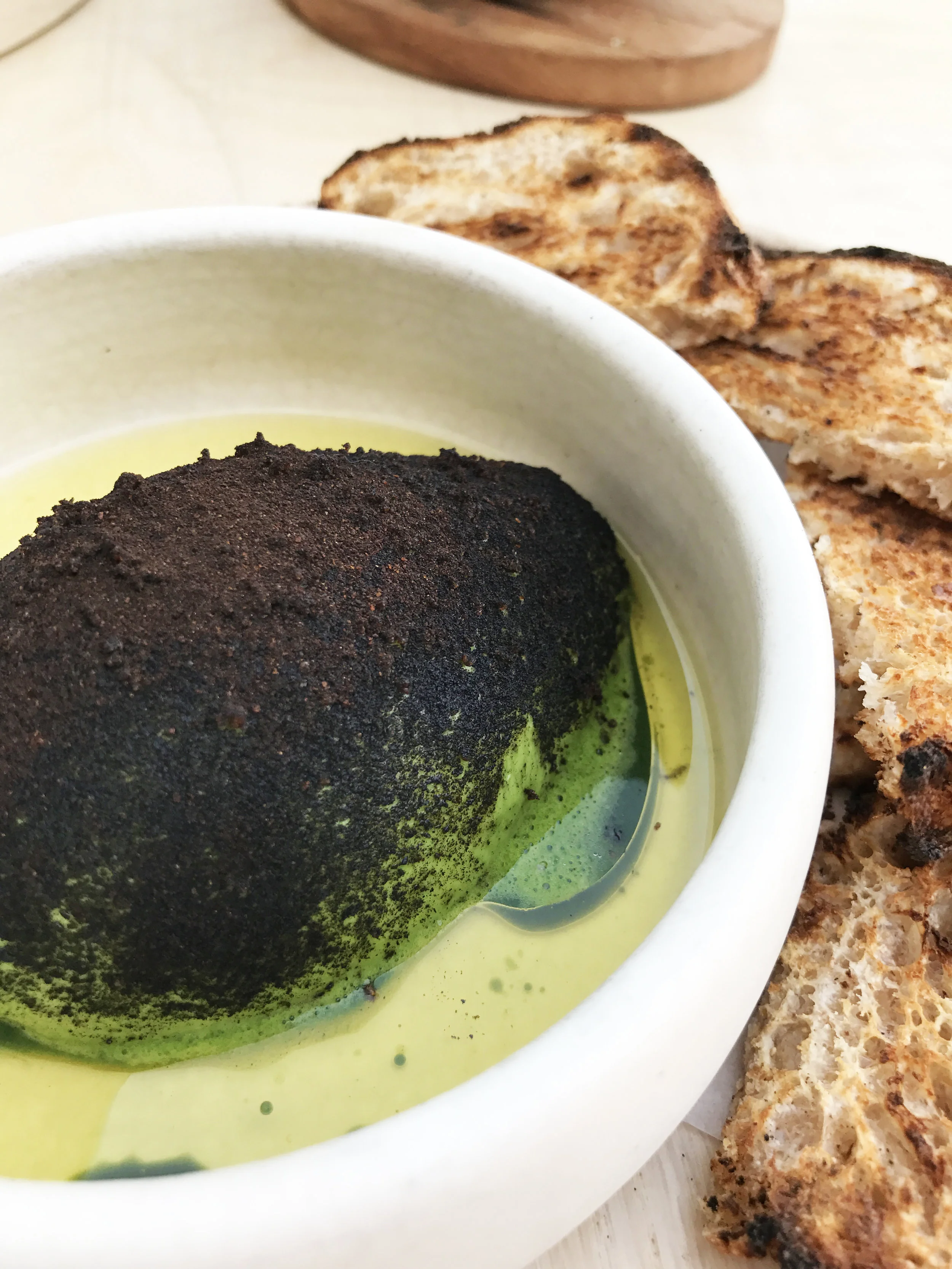 Avocado confit, toasted country bread