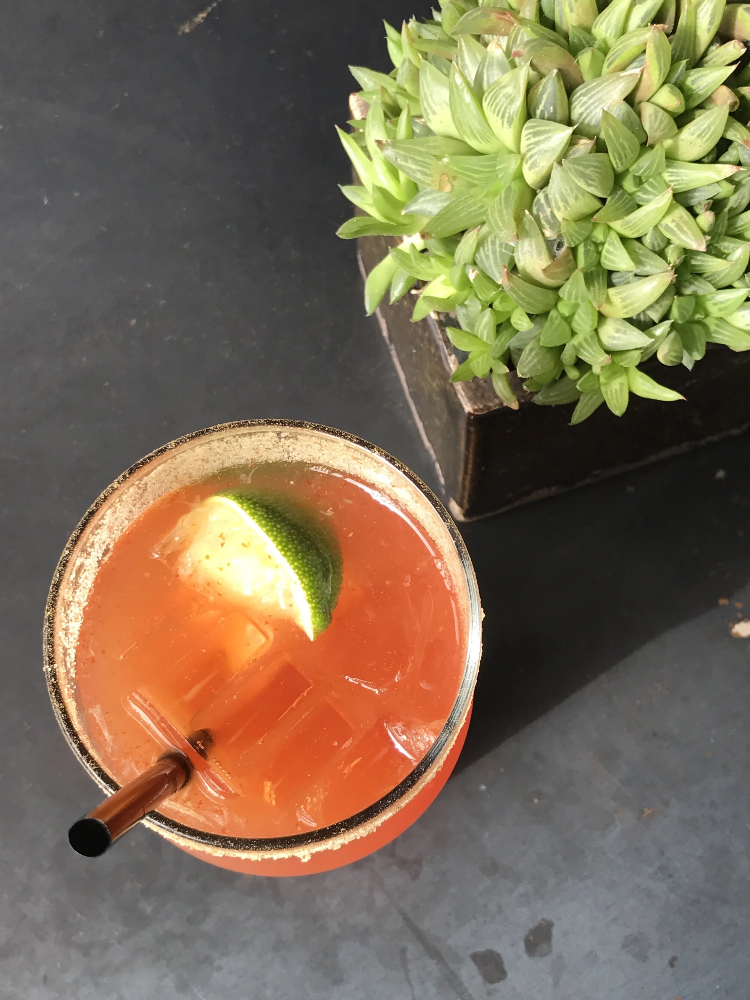 Bloody Beer - spiced tomato spiked lager, ice, celery salt rim