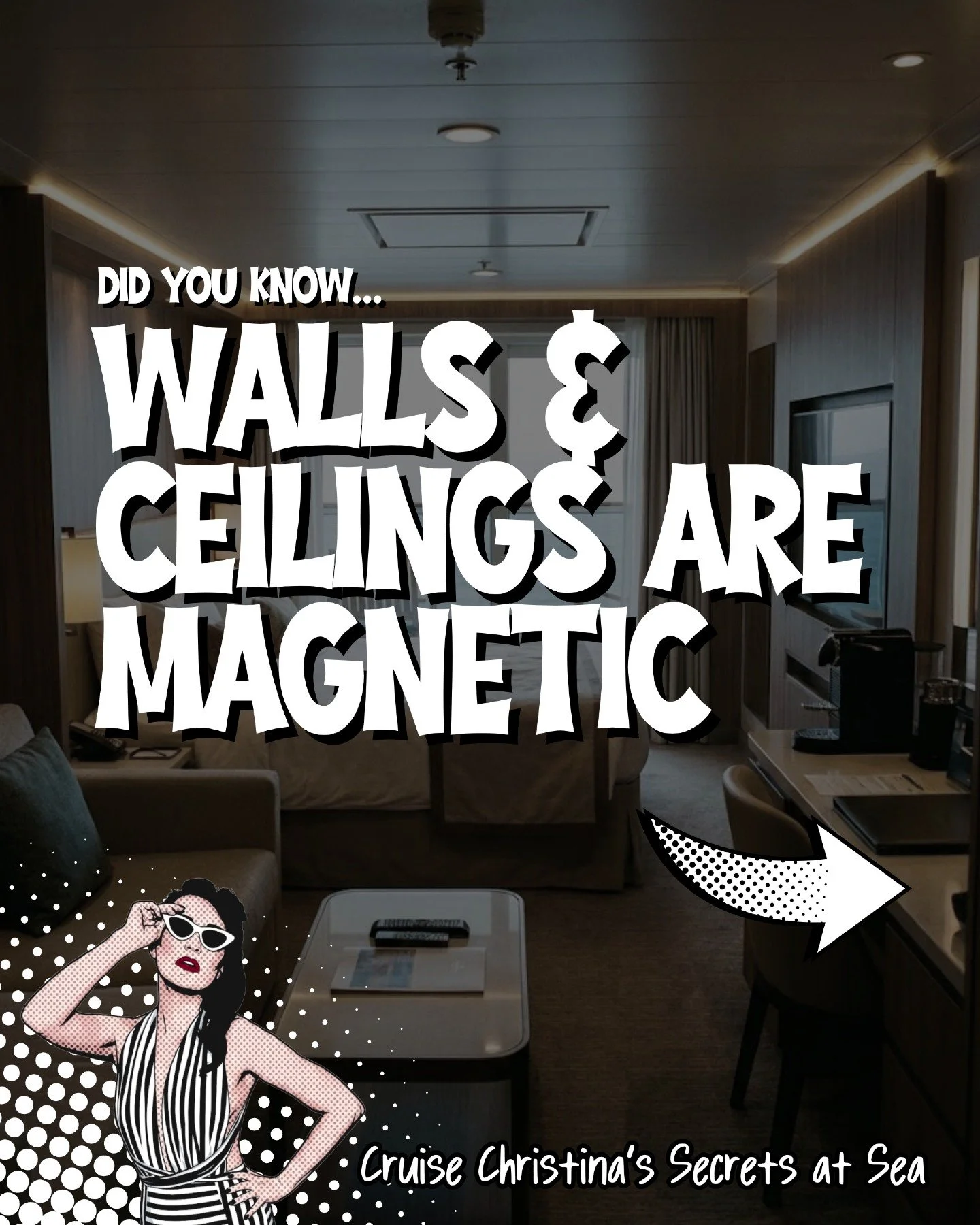 Not as much of a secret to seasoned cruisers, but to all you newbies... Your cabin walls are magnetic! 🧲 This is my #1 organization hack. Bring magnetic hooks and reclaim your space!

#cruisehacks #packingtip #cruisechristina