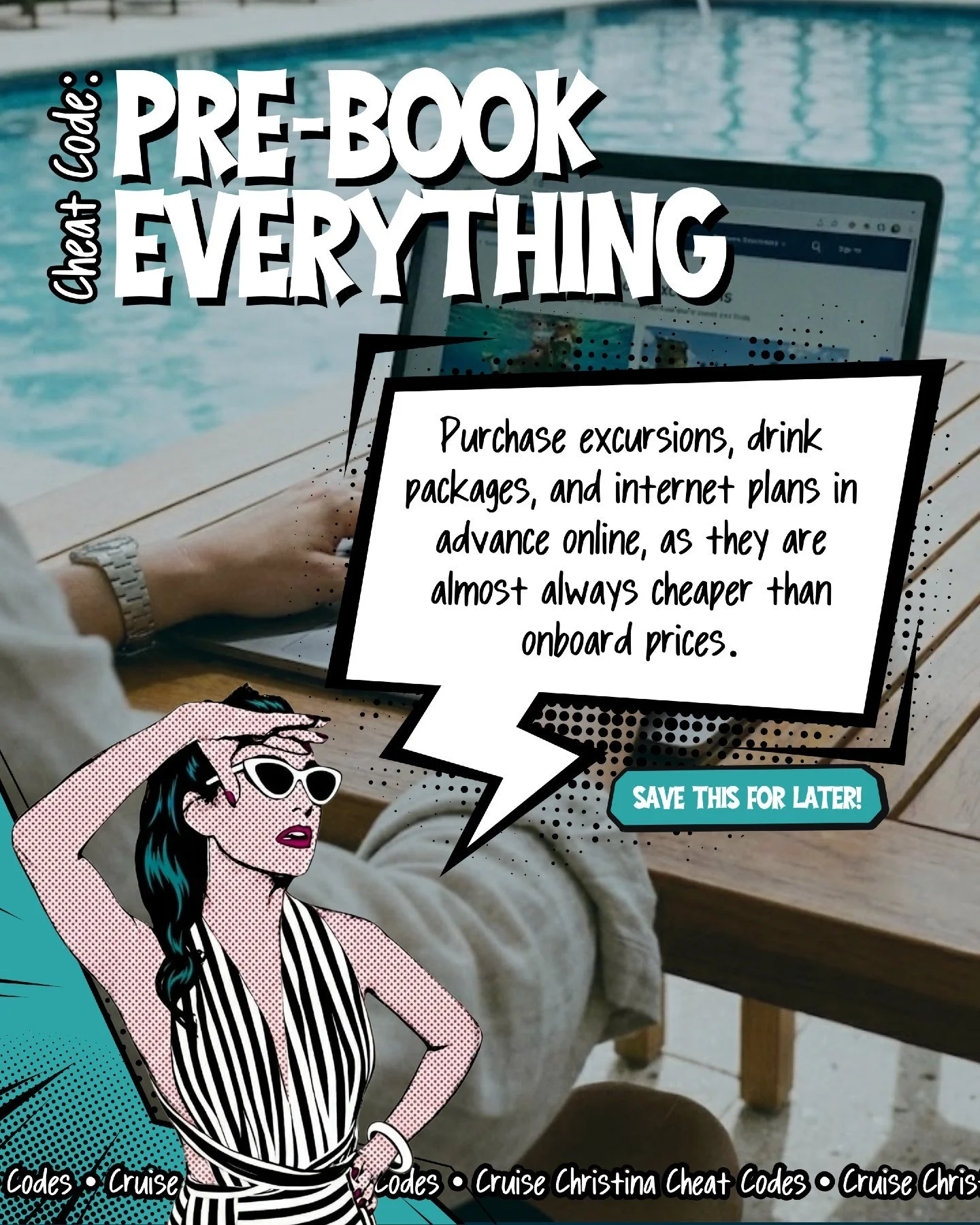 Never buy the drink package ON the ship. 🍹

Pre-book everything online for a discounted price. Every dollar counts!

#planningahead #cruisebudget #cruisechristina