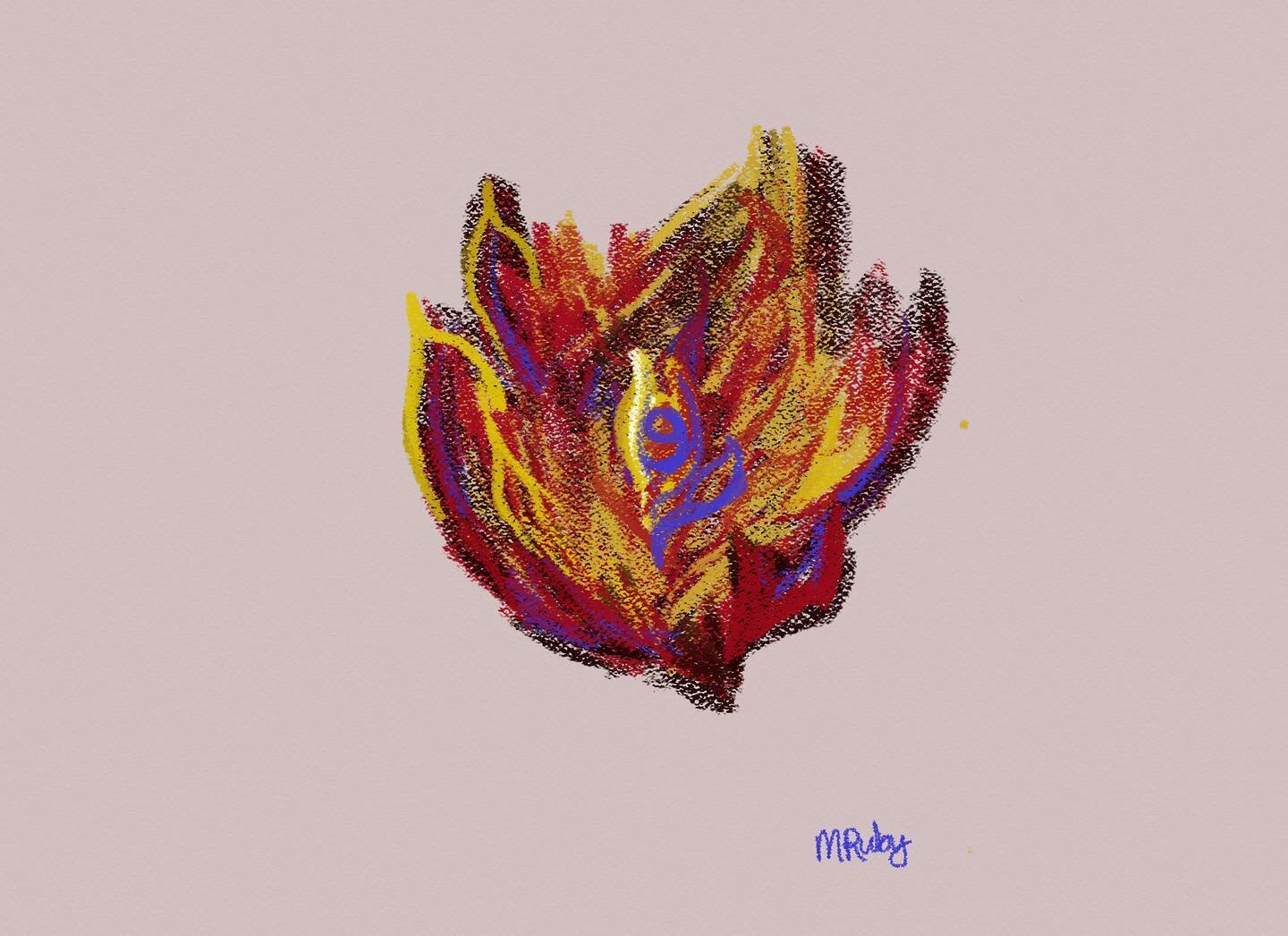 Digital oil pastel drawing. Something like a musing about raging inner fire.