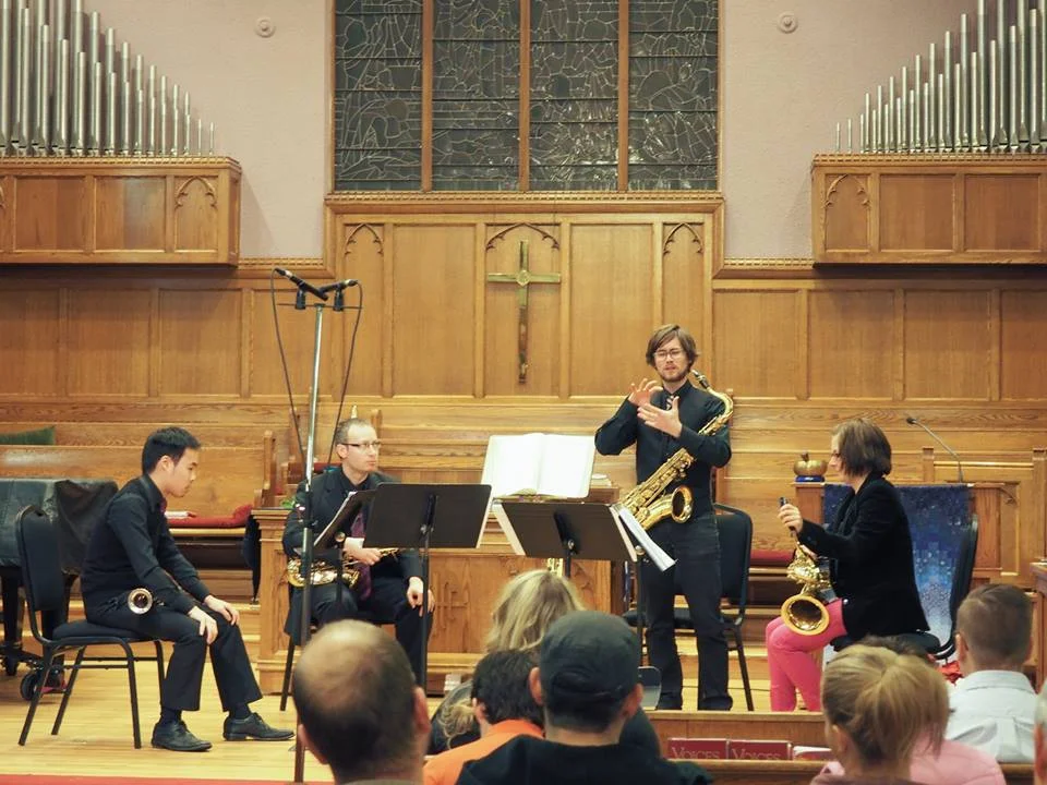 Quatuor de saxophones Proteus, 'Afflux Urbain' à l'église Scarboro (2014) à Calgary, Canada