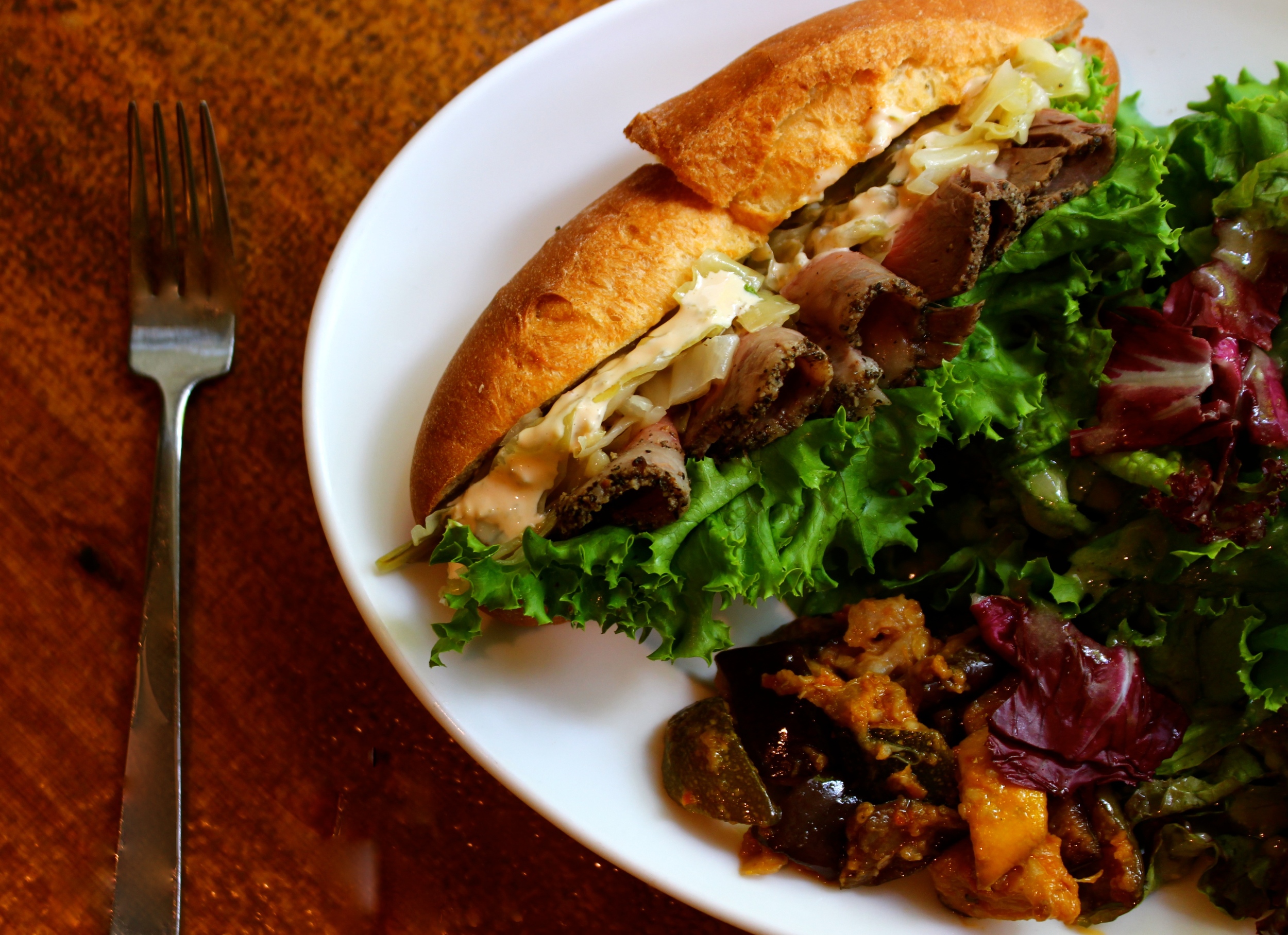 8th Anniversary Special menu : Soft-Baguette Sandwich with Beef Pastrami & Sauerkraut.
