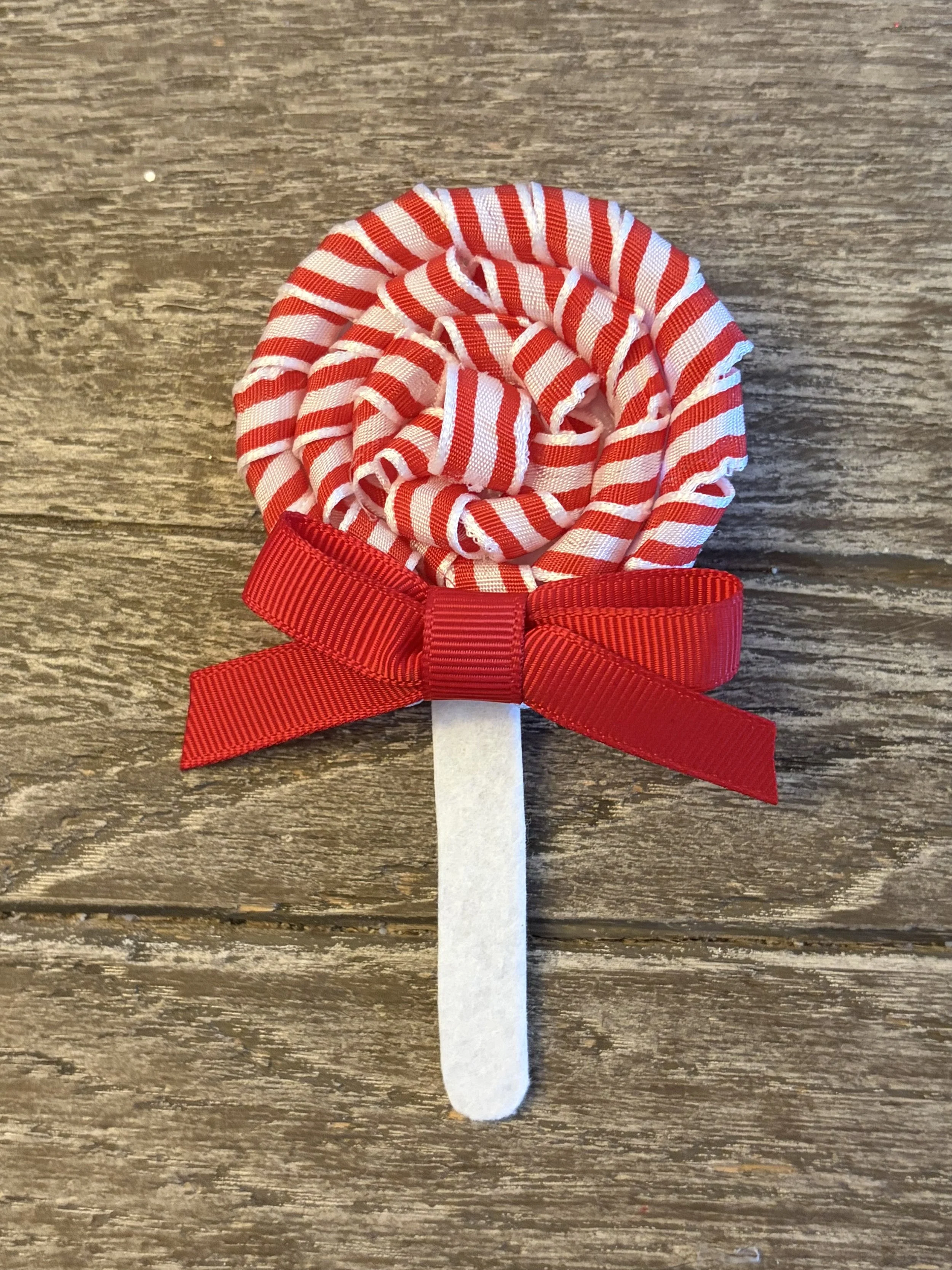 Candy Cane Lollipop Bow