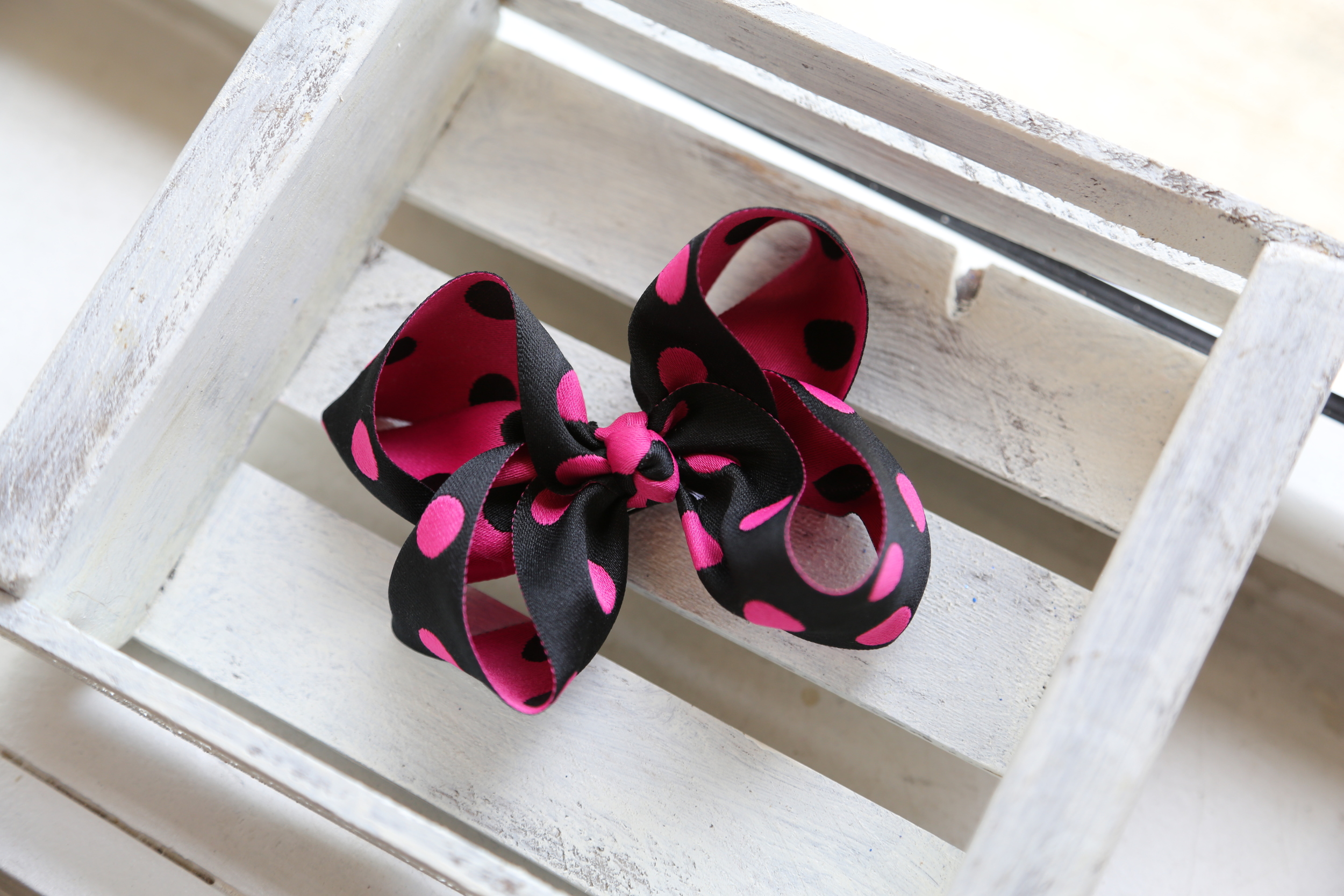 Pink & Black Polka Dots Bow