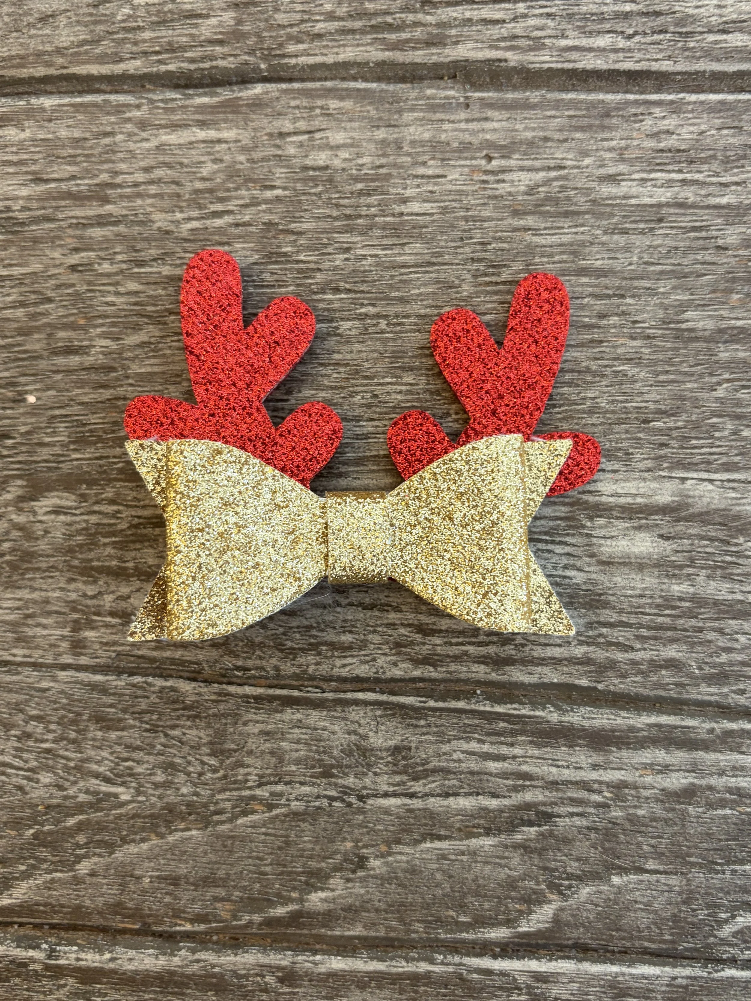 Reindeer Glittery Gold Bow