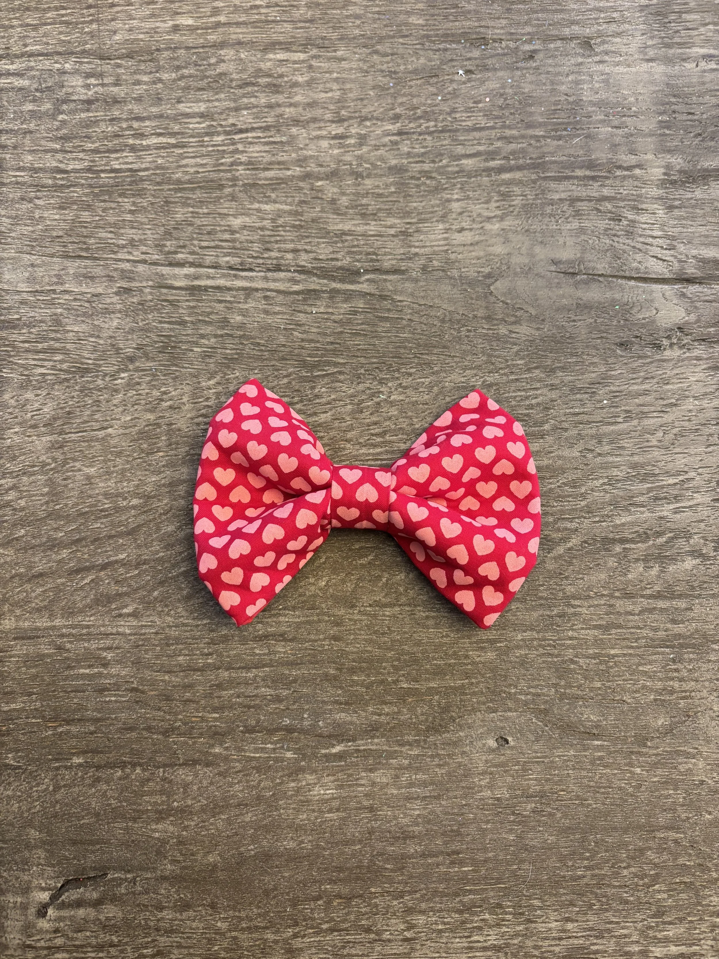 Red and Pink Heart Bow Tie