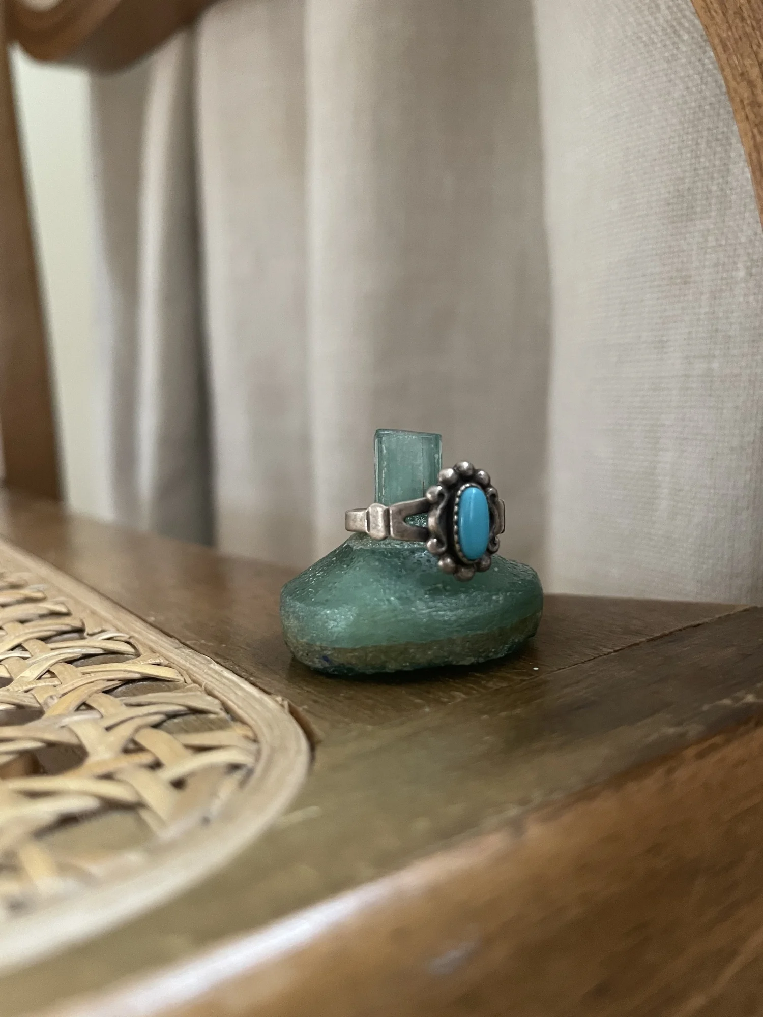 Vintage Navajo Fred Harvey Era Turquoise and Sterling Silver Ring 