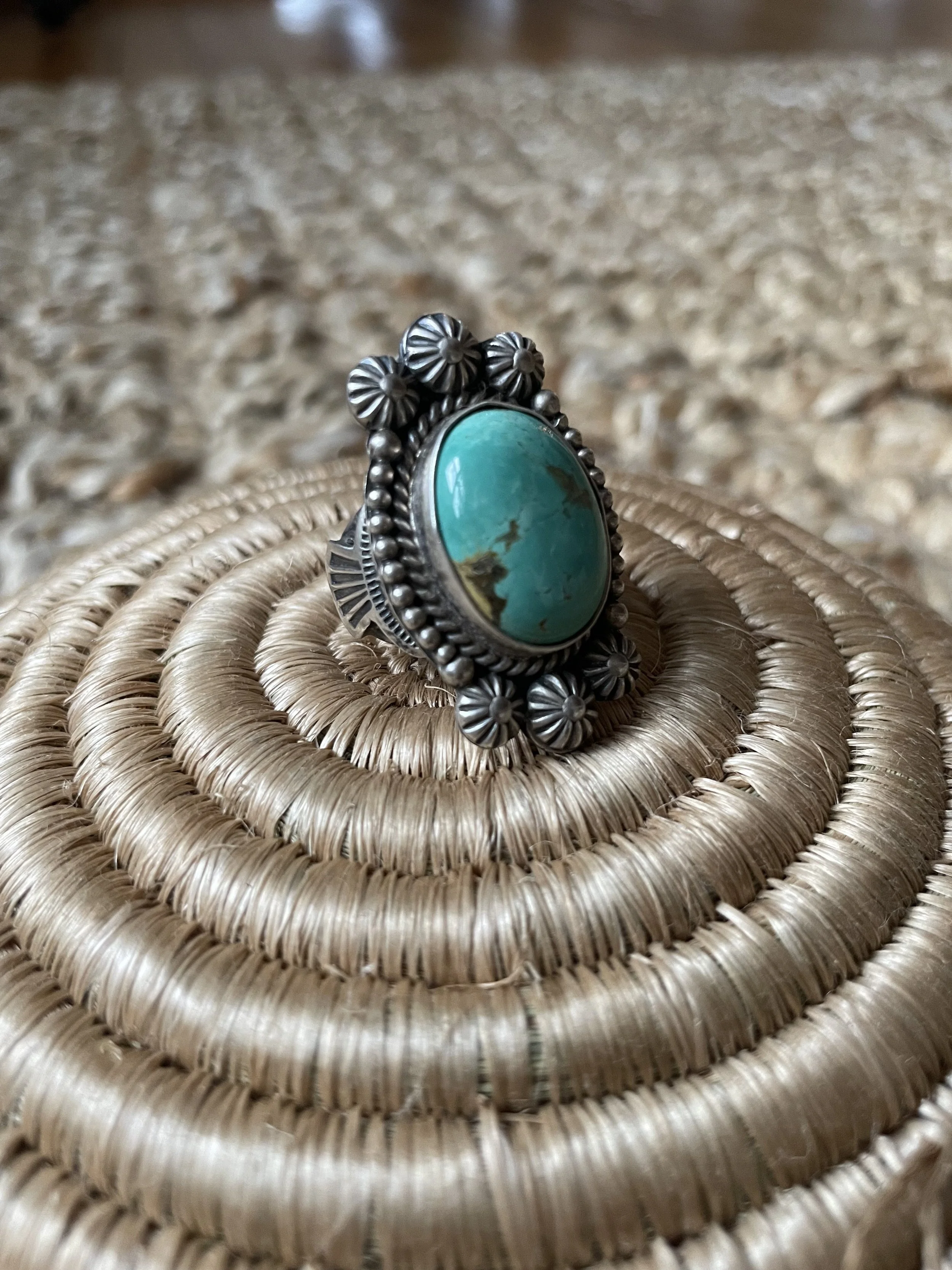 M R Calladitto Navajo Sterling Silver and Royston Turquoise Ring —  Eldorado General Store