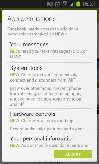 Android permissions for Facebook
