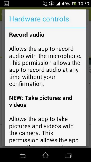 Android permissions for WhatsApp