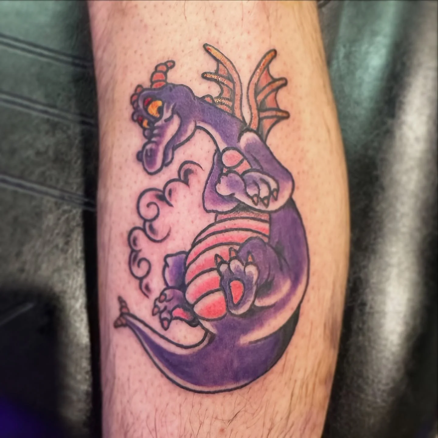 Figment from Disney&rsquo;s Epcot!

Love tattooing your favorite guys. Any character I&rsquo;m down for doing something based off original artwork or coming up with a new spin on them. I&rsquo;m available at @crowcountytattoo just follow the links in