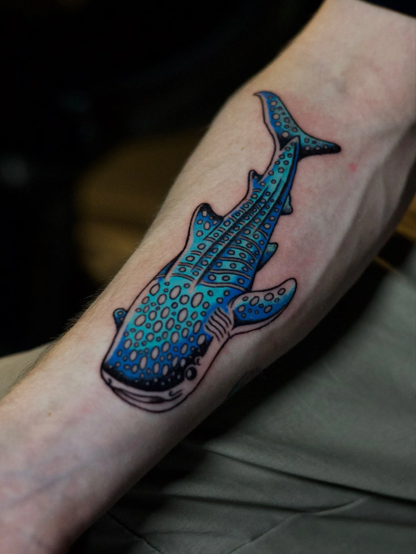 Whale Shark tattoo made at @crowcountytattoo 

Love this color-way. Have a colorful tattoo idea? Let&rsquo;s creat something unique and vivid. DM with any questions. Links in my bio to book. 

Thank you @dylansheedytattoo for snagging these great pho