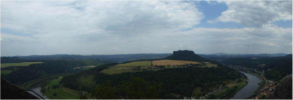 River Elbe. The rock on the opposite bank gives an idea of how the original castle would have looked.