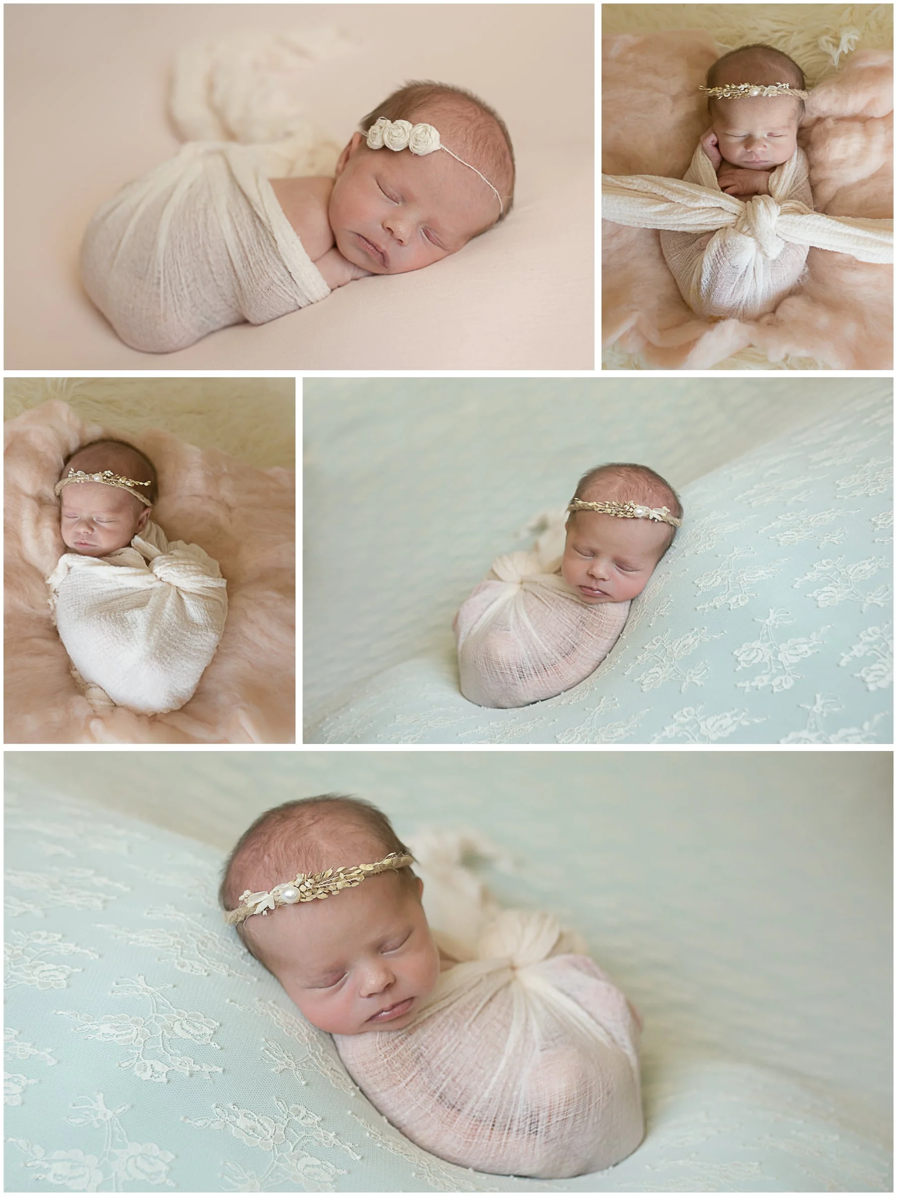 Mint, Cream and Pink Newborn Session for Baby Girl Olivia