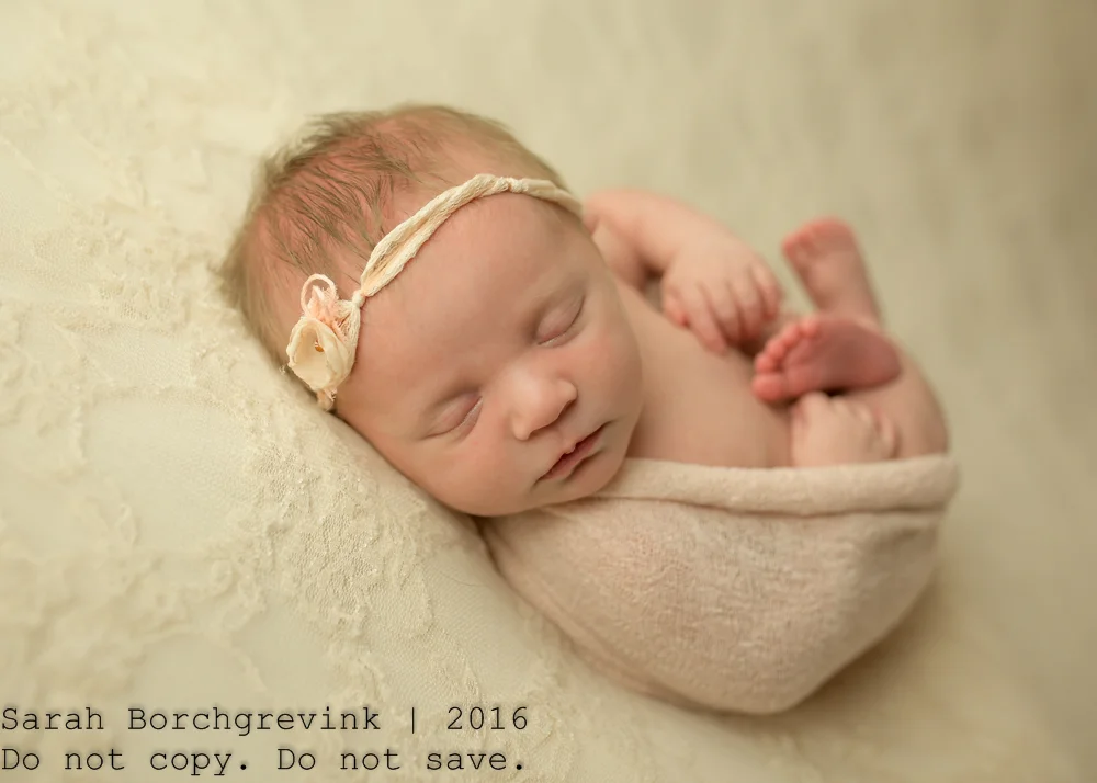  Baby Girl Blush, Cream and Vintage Baby Session | Presely June at 2 Weeks 