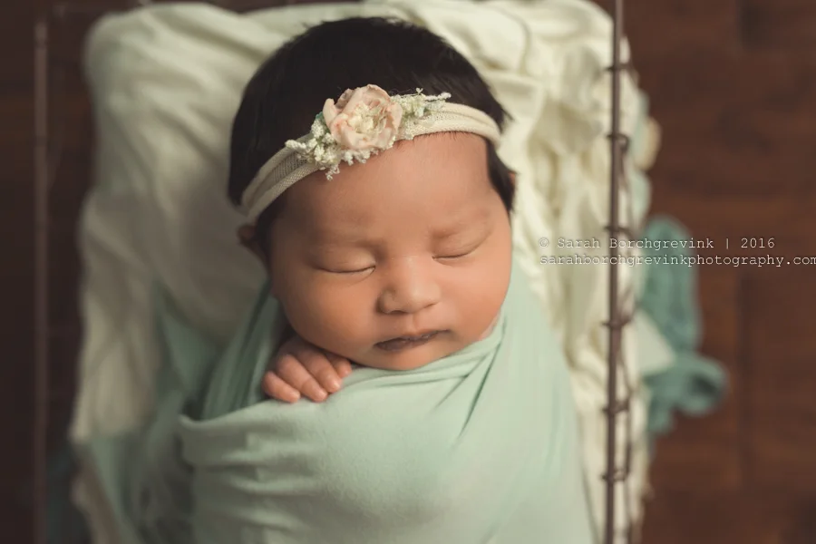 Aqua and Teal Newborn Girl Photo Session | Welcome Little Miss