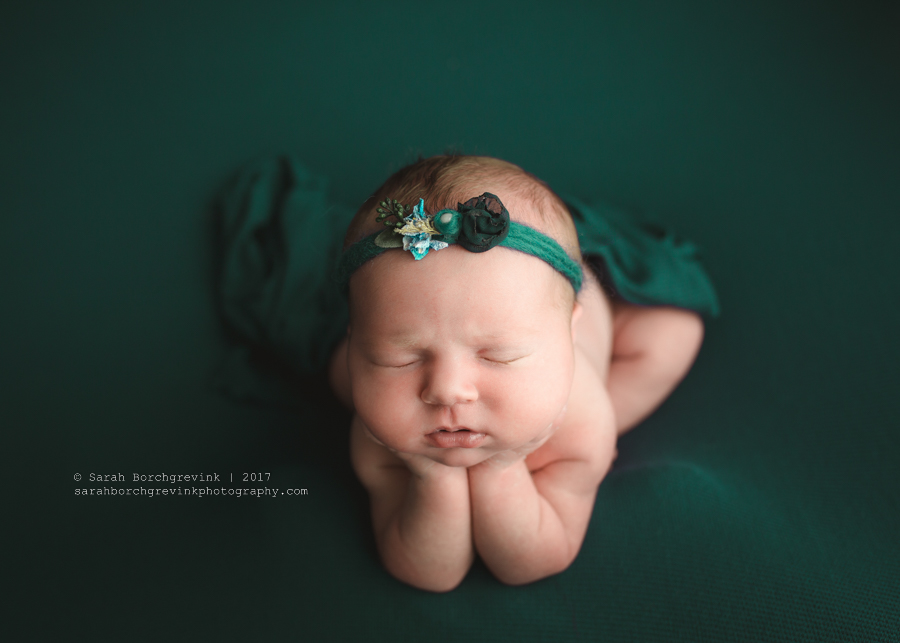 Teal & Turquoise Inspired Baby Girl Newborn Session | Unique Color Scheme