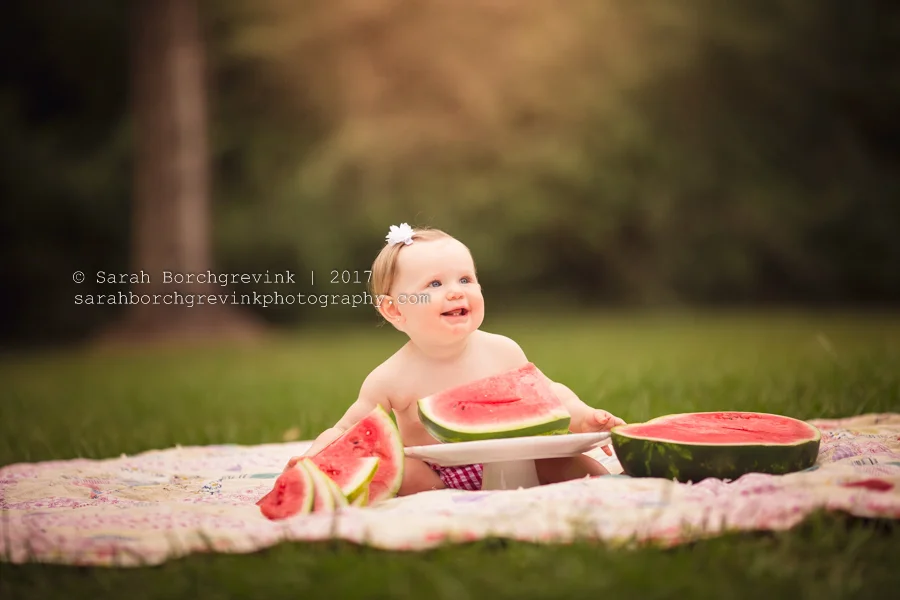 Fun Outdoor Summer Watermelon Birthday Session in Houston TX
