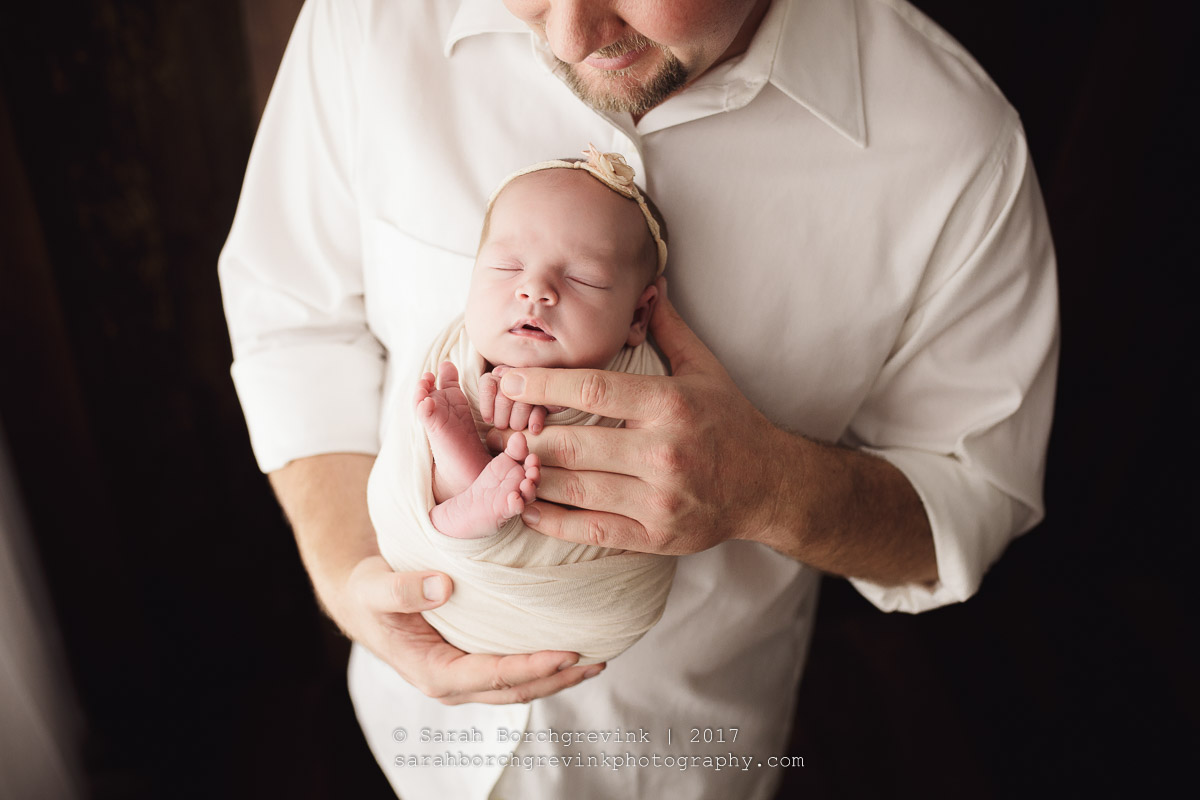 Newborn Photography Houston with Dad Posing