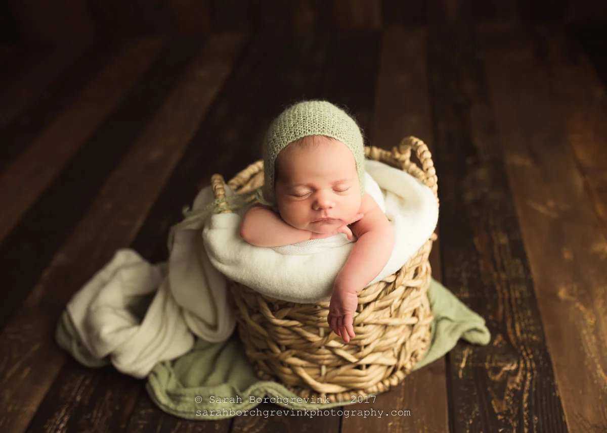 Gorgeous Posed Newborn Styling through Vintage Inspired Floor Props