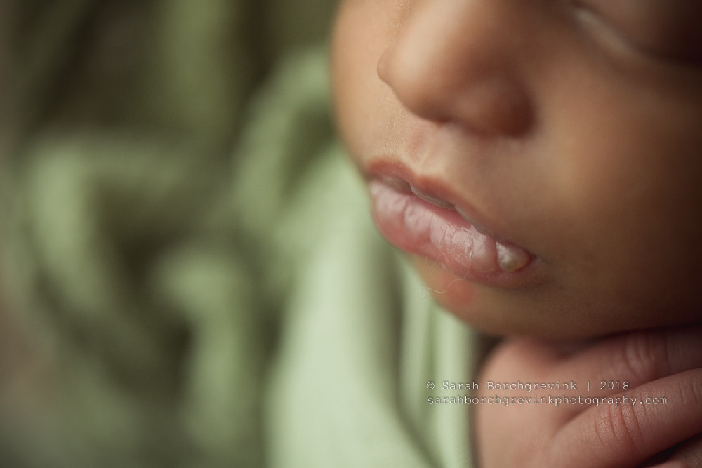 Newborn macro photo of lips