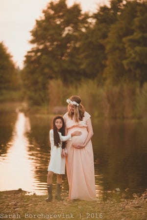 Mom and Daughter together in maternity photos