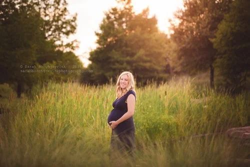Maternity session with client wardrobe gown