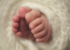 Macro images of baby girl's toes