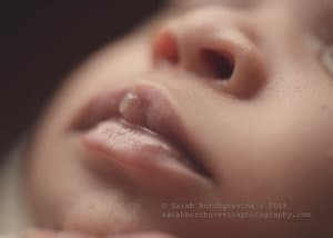 Macro lips and details of newborn girl