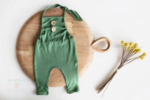 Green baby boy outfit romper for professional photos