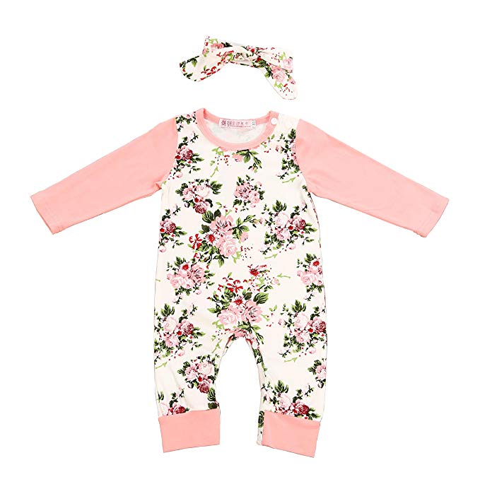 Baby Girl Clothes Floral Long Sleeve Footless