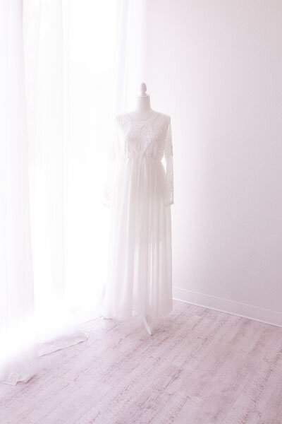 Neutral and ivory gown options with Houston Newborn Photographer