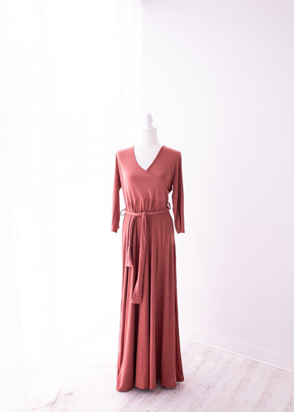 Soft rust red 3/4 sleeved gown 