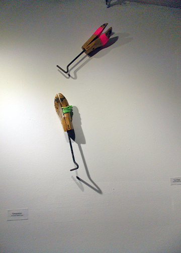  "Temptation" Wooden shoe molds, poly cord, flagging tape