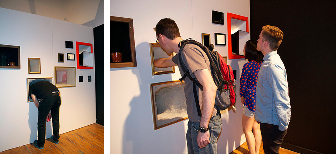 Gallery Visitors interacting with " A Painting Humming Itself "