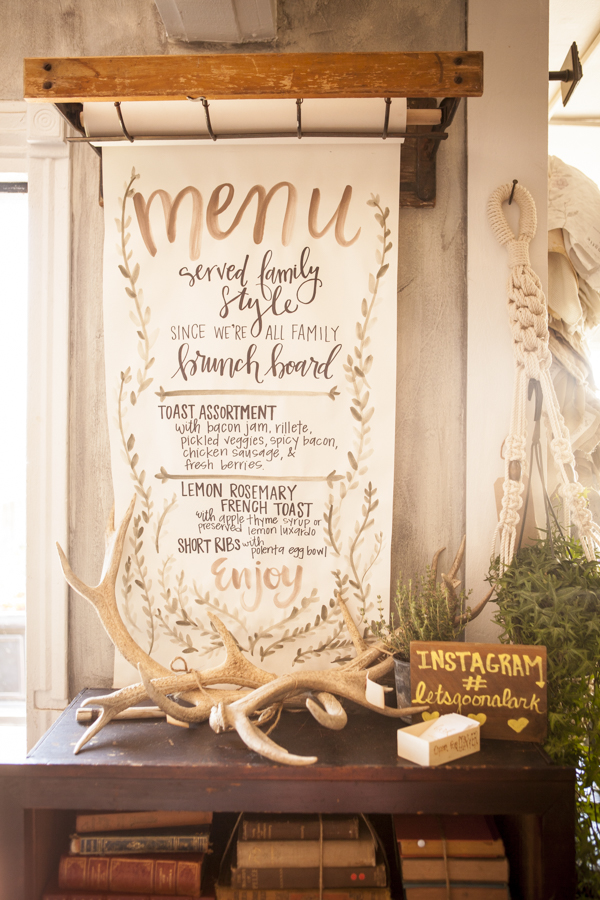 pull down hand illustrated menu for SOURCED. creative brunch with Lark and The Mad Hatter Kitchen in Laguna Beach