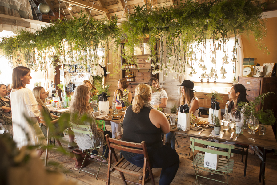 suspended greenery at SOURCED. in Laguna Beach - equal parts event space and creative workspace