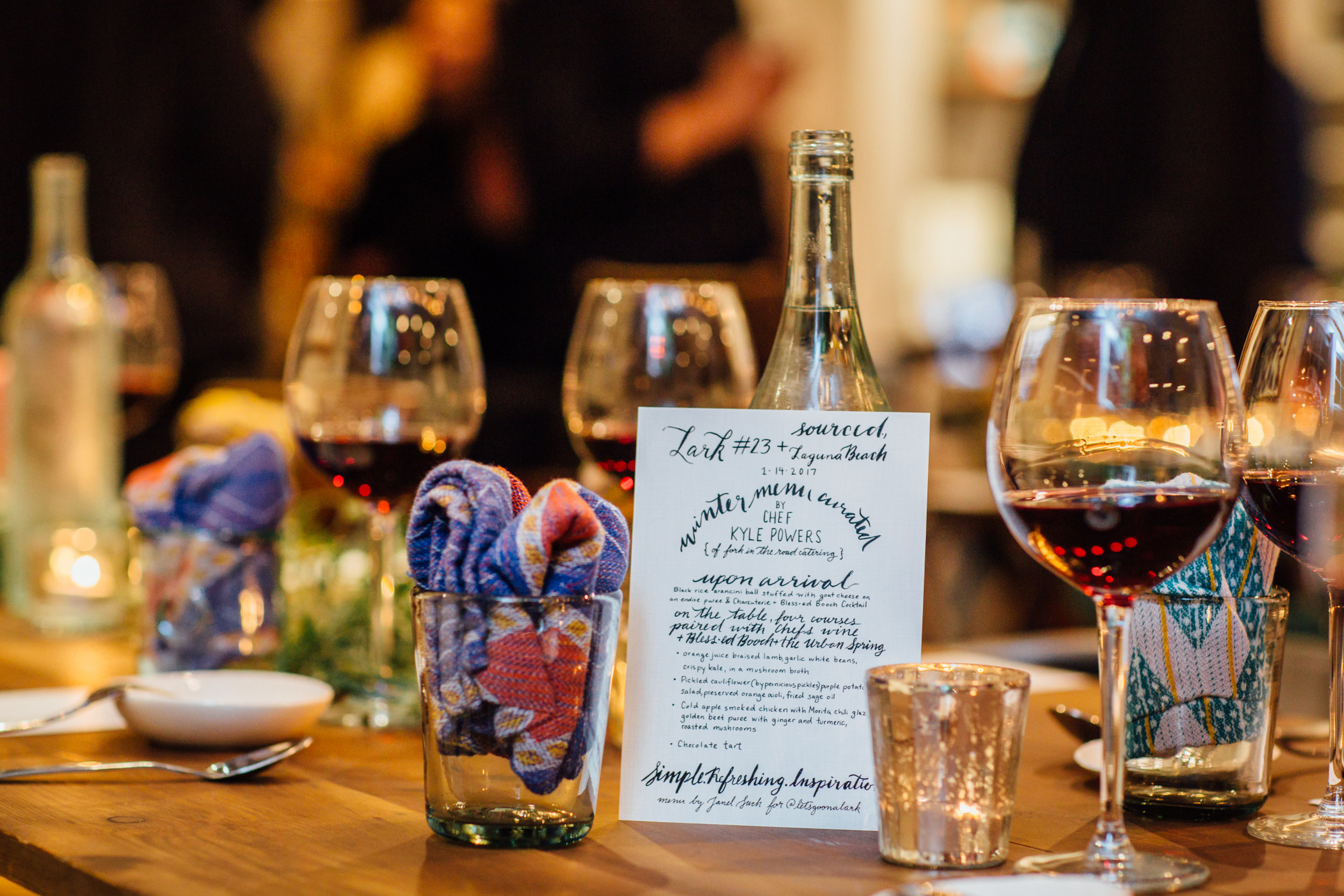 Lark Pop Up Dinner at SOURCED. Laguna Beach, CA. Photos by Kendal Riley