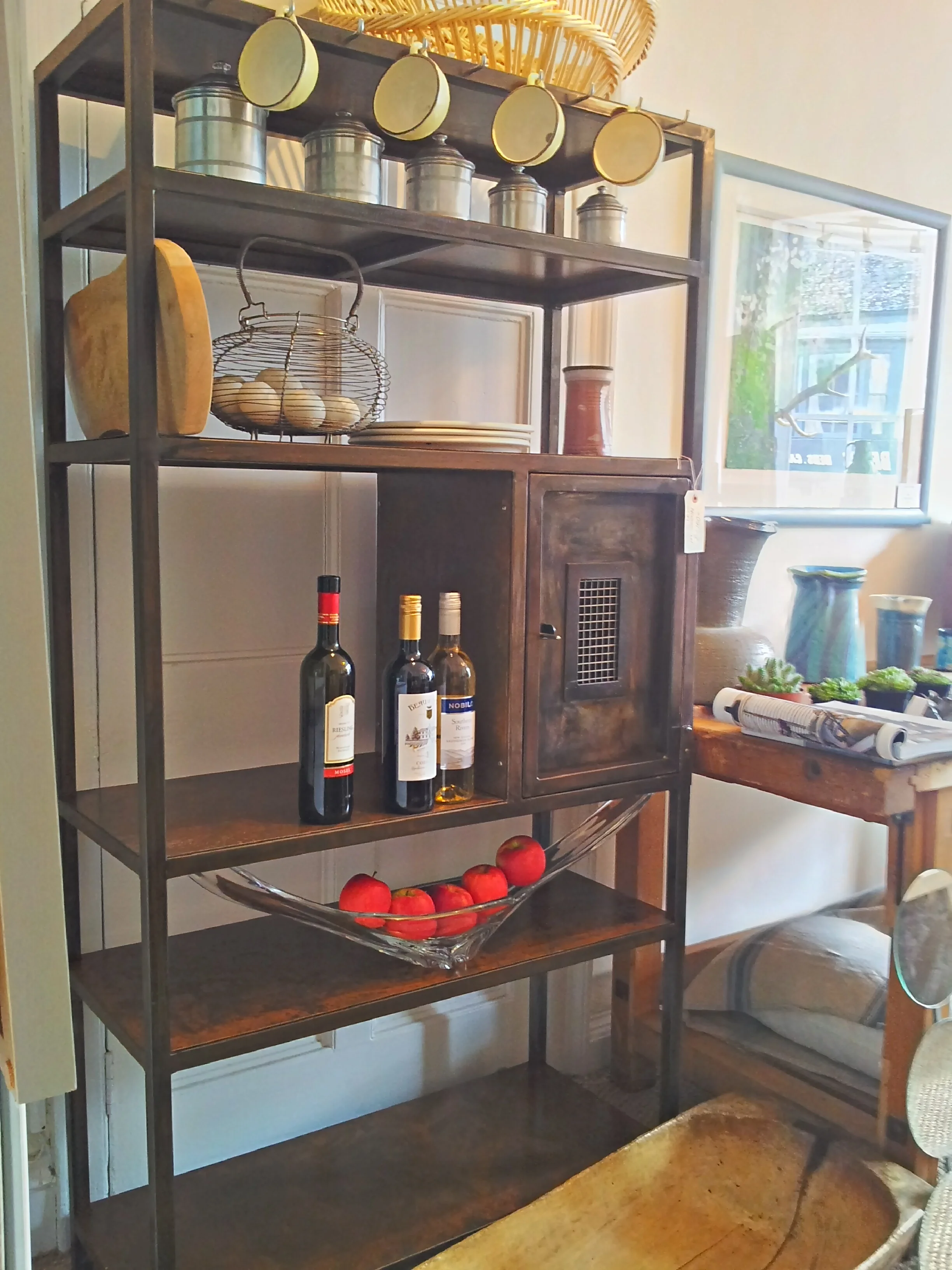 Raw steel patina shelving
