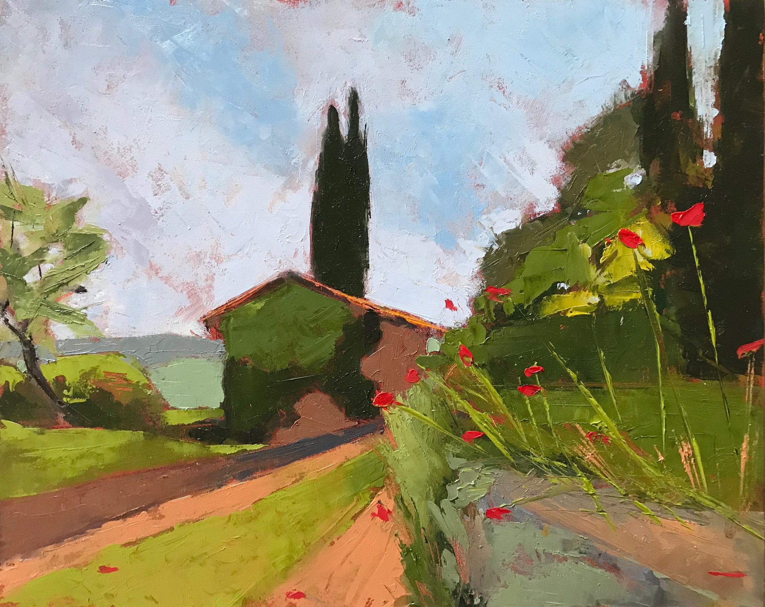 Pieve and Poppies 8"x10" $850